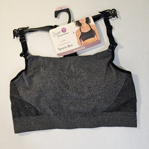 NURSING Bra Gray Racerback Comfort with Pads Relaxed Adjustable NEW - Picture 1 of 6